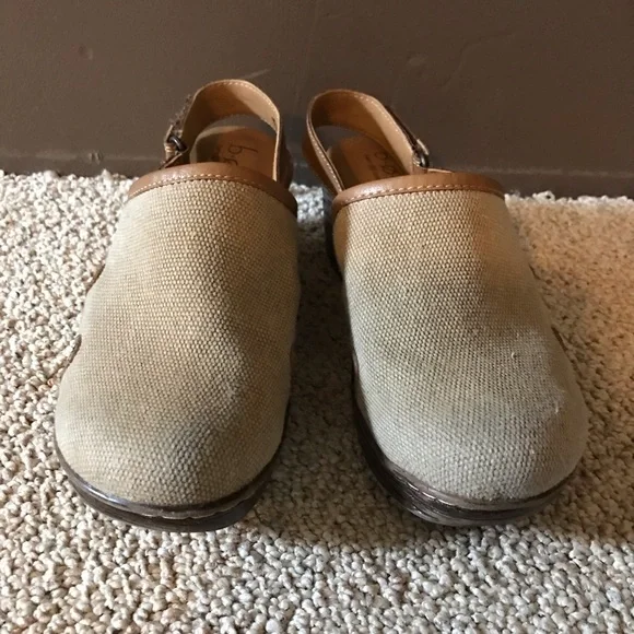 BOC Beige Canvas Backstrap Clog Mules, EUC, 36/6 - Picture 7 of 14